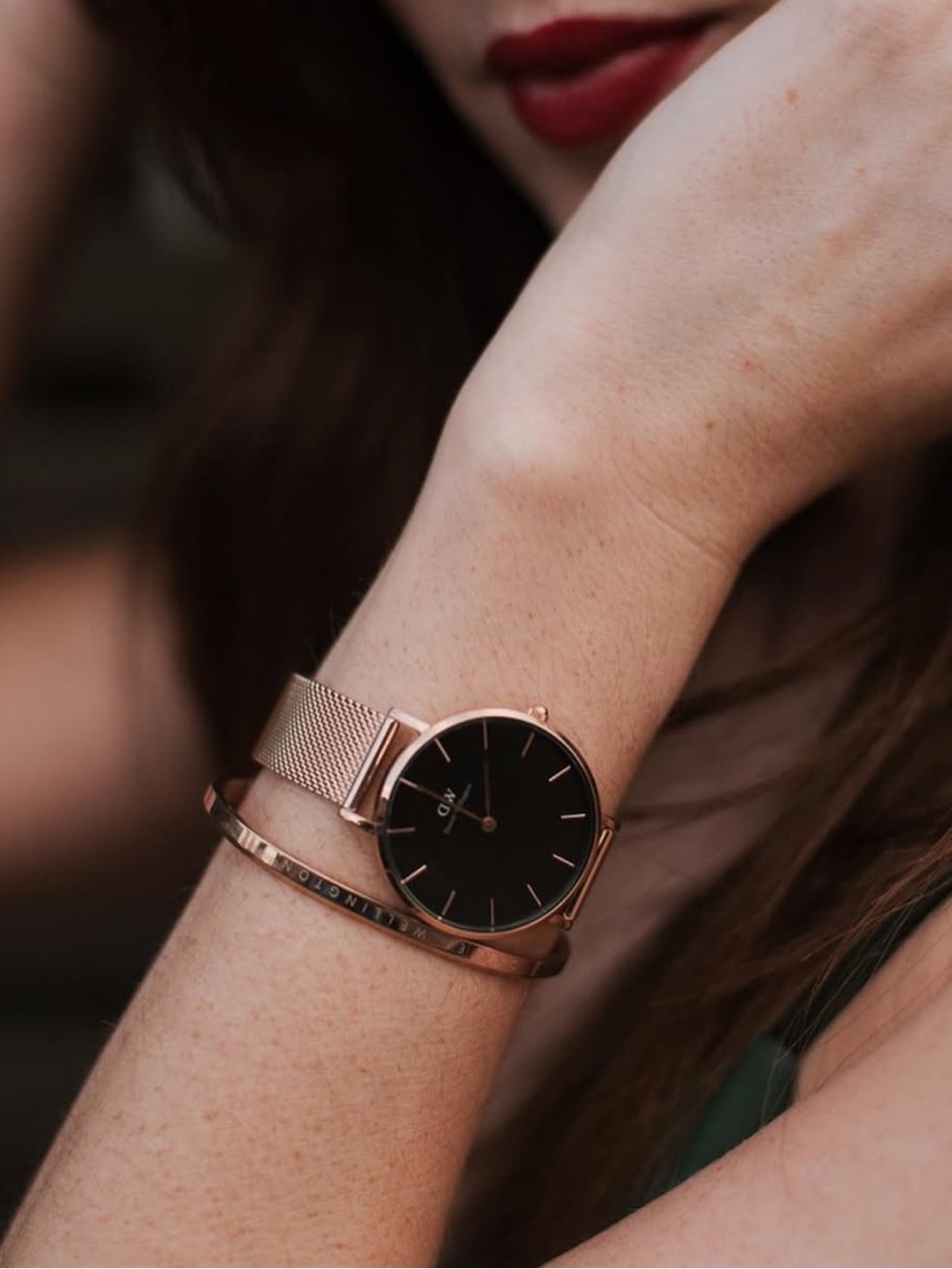 Daniel Wellington Petite Melrose Black Rose Gold
